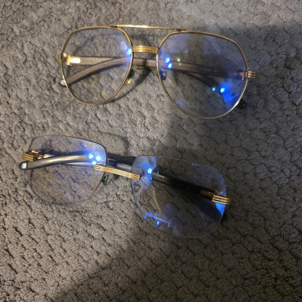 Gold and Blue Aviator Sunglasses